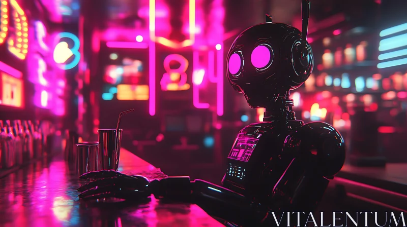 Futuristic Robot Nightlife AI Image