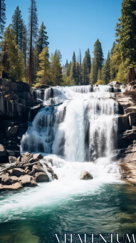 Captivating Waterfall Photography in Yosemite National Park AI Image