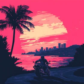 Motorcycle Sunset Cityscape