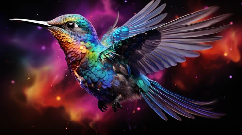 Colorful Abstract Hummingbird Artwork Wallpaper for Mobile