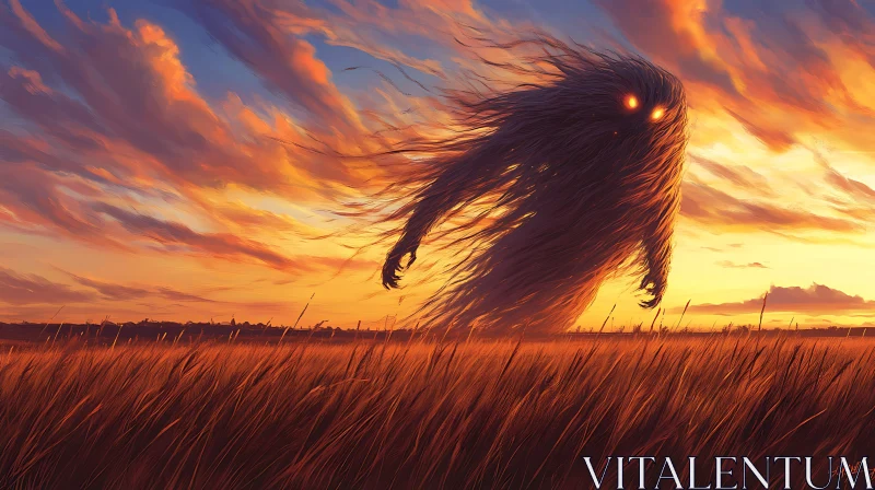 AI ART Sunset Field Monster