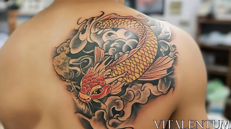 Koi Fish Tattoo Art on Back AI Image