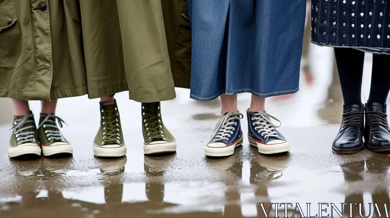 Fashionable Footwear: A Captivating Reflection AI Image