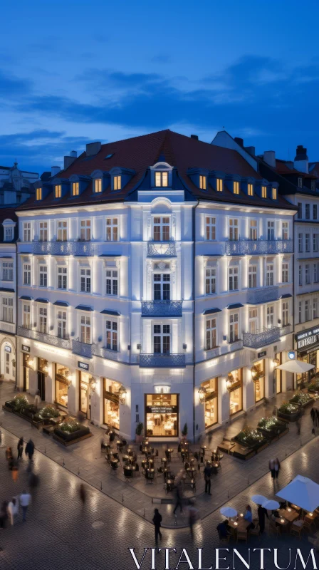 AI ART Twilight Scene: Grand Hotel in Prague | Baroque-inspired Lighting