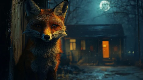 Fox Portrait Under Moonlight