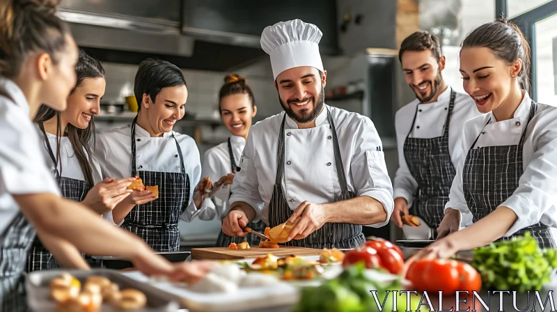 Professional Chefs Collaborating in the Kitchen AI Image