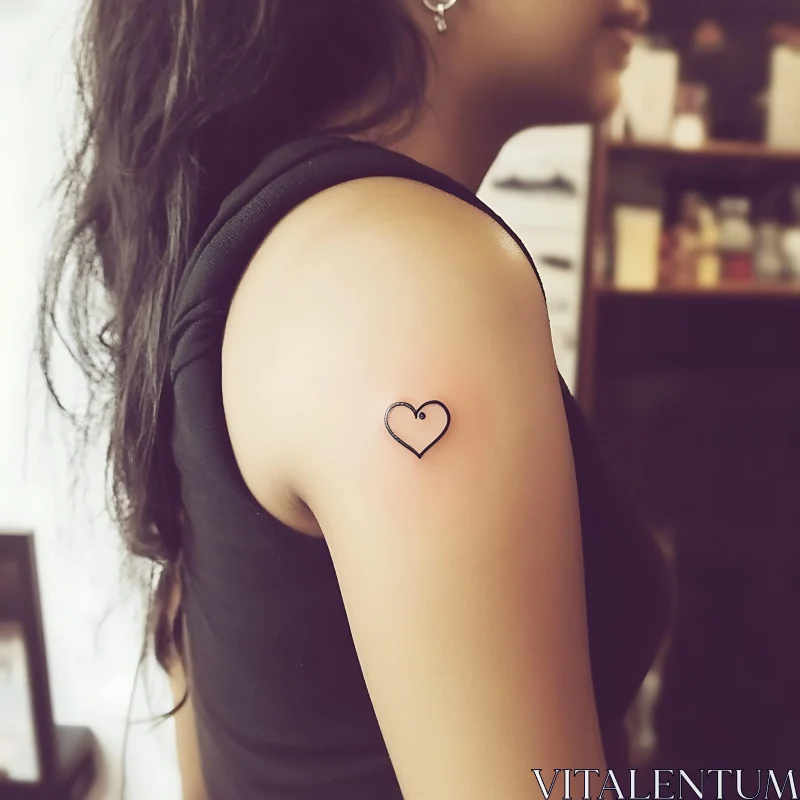 AI ART Simple Heart Outline Tattoo on Arm