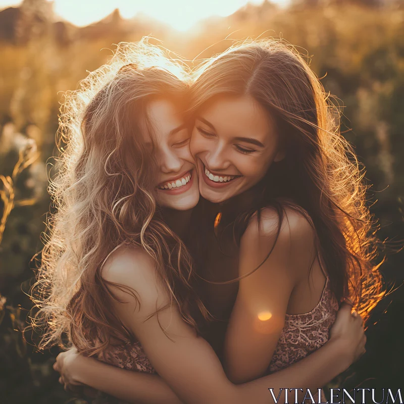 Golden Hour Friendship AI Image