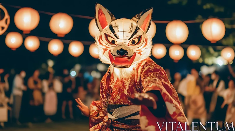 Lantern Festival with Fox Mask AI Image