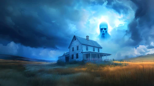 Ghostly Apparition Over Old House