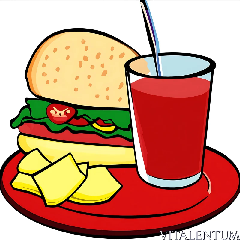 Cartoon Fast Food Illustration AI Image