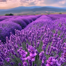 Endless Lavender Field with Mountains