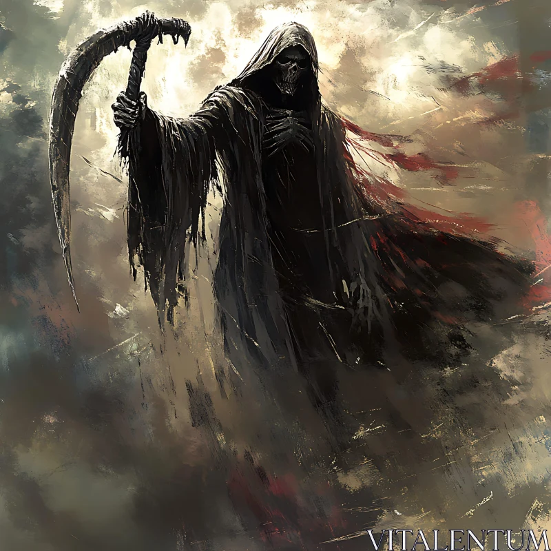 AI ART Cloaked Reaper with Scythe Illustration