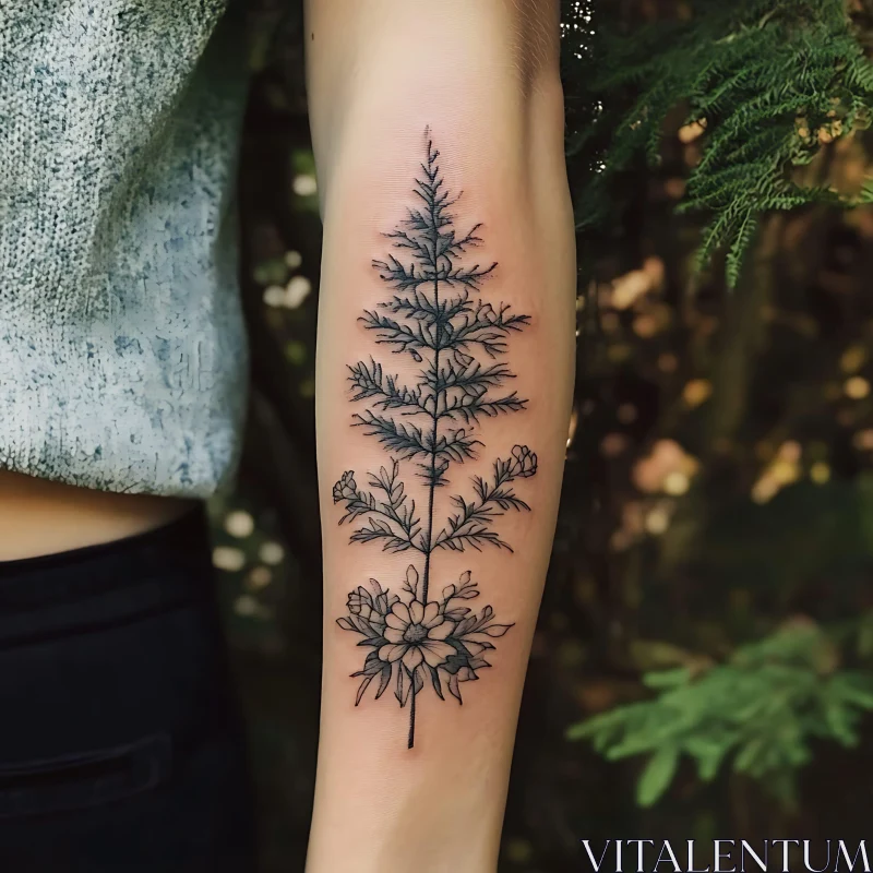 Beautiful Floral Arm Tattoo AI Image