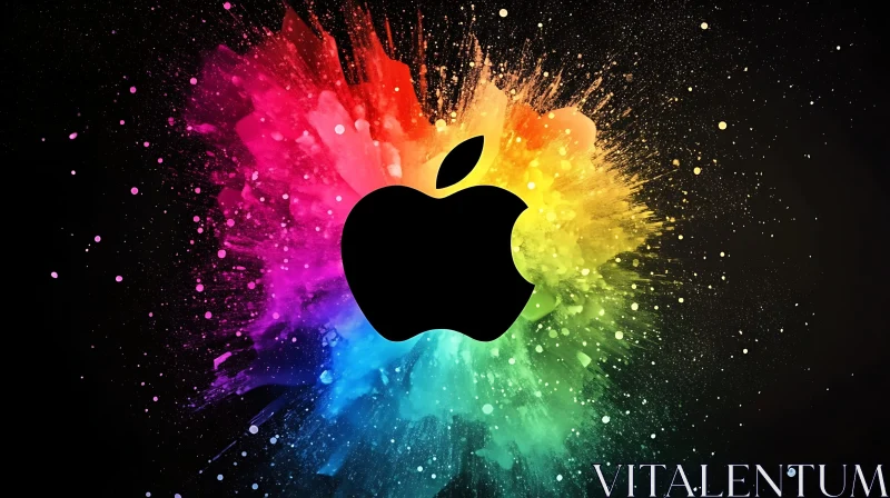 AI ART Apple Logo with Colorful Paint Splatter