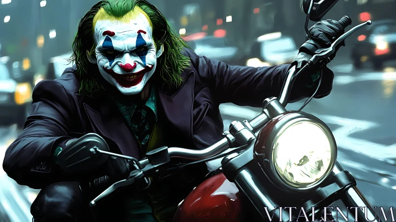 AI ART Gotham's Rider: A Clown on the Streets