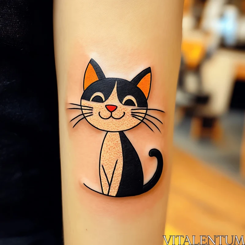 Cartoon Cat Tattoo AI Image