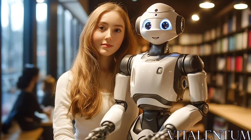 Human and Robot Companionship Portrait AI Image