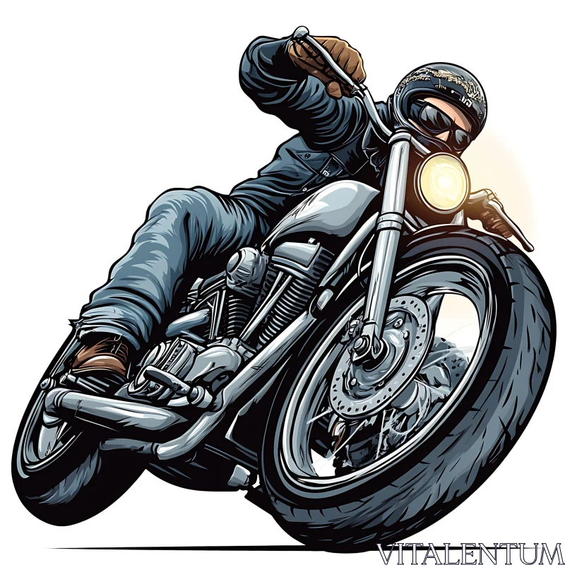 Stylized Motorcycle Rider in Action AI Image