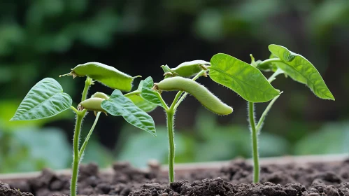 Fresh Seedlings Sprouting in Soil