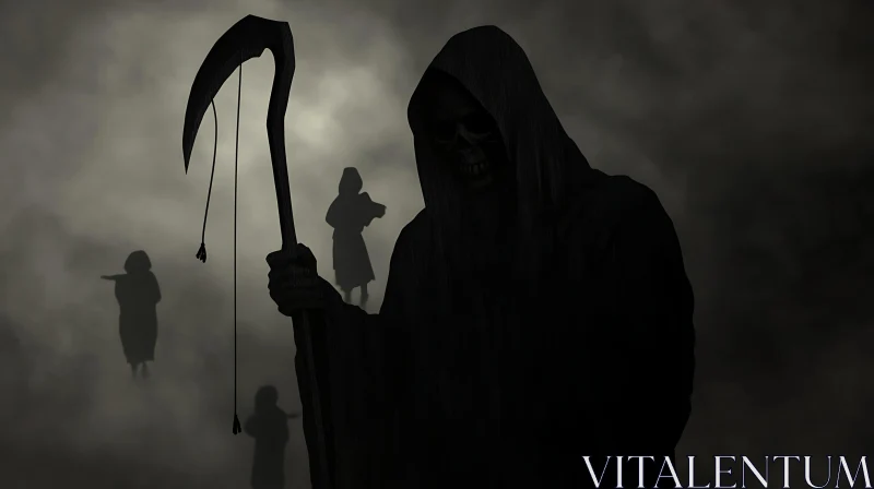 AI ART Dark Silhouette of Death with Scythe