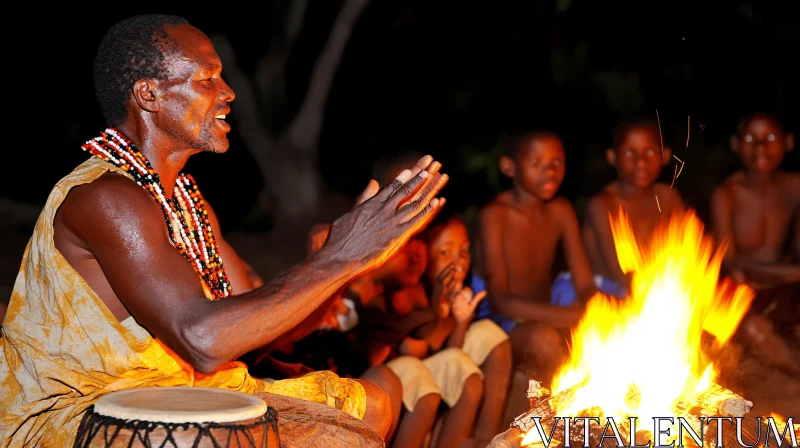 African Storyteller and Children AI Image