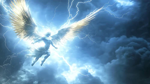 Winged Figure in a Lightning Storm