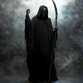 Death Figure with Scythe in Dark Robe