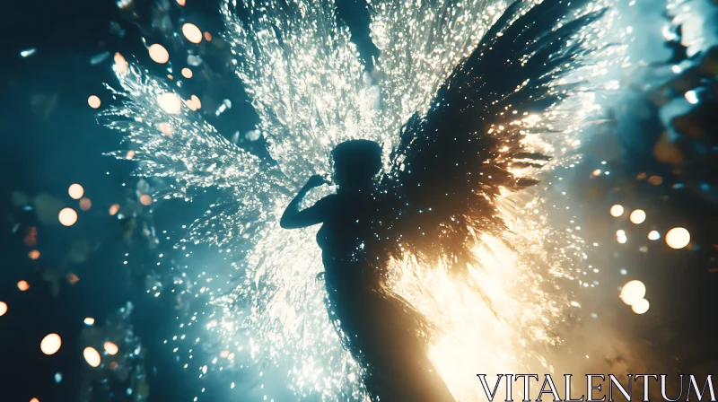 AI ART Winged Silhouette in a Shower of Light