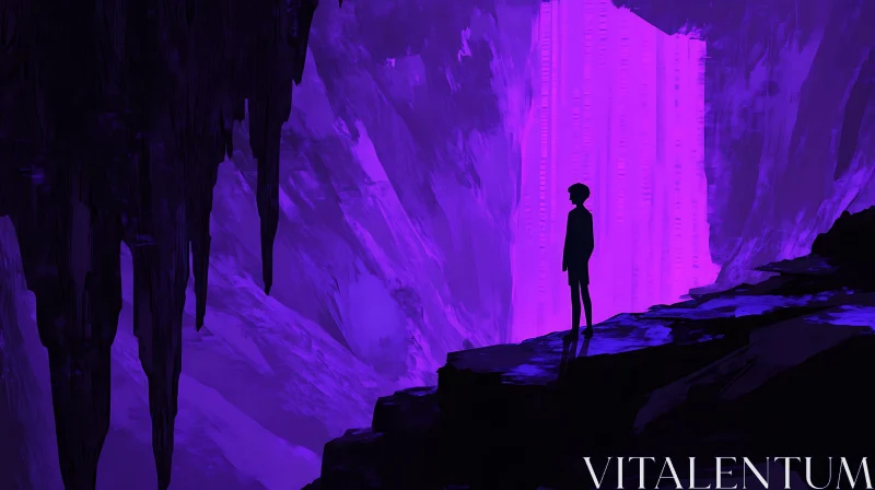 Silhouette at the Purple Falls AI Image