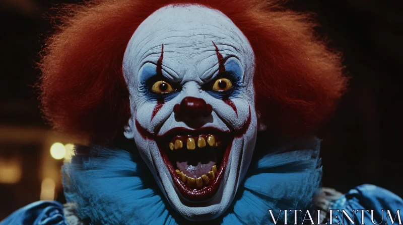 Sinister Clown with Piercing Gaze AI Image