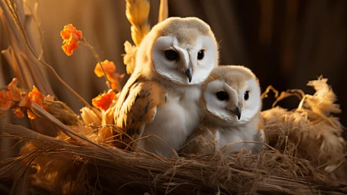 Barn Owls in Nest: A Warm, Backlit Still Life