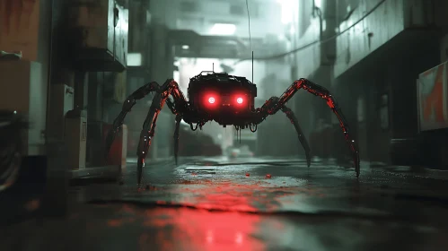 Mechanical Spider in Urban Setting