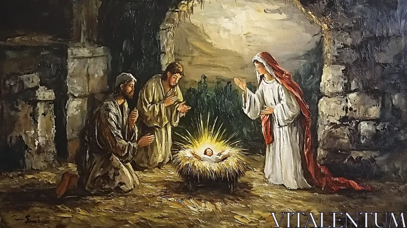 Birth of Jesus Christ Painting AI Image