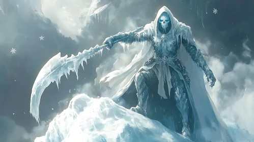 Frozen Warrior with Scythe Illustration