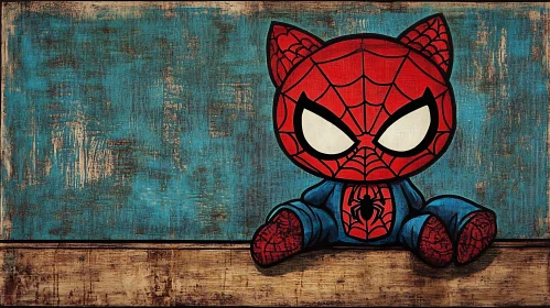 Whimsical Superhero Feline Artwork