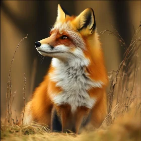 Fox in Tall Grass, Wildlife Scene