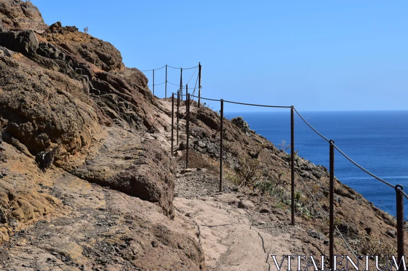 Madeira Cliffside Ocean Trail Free Stock Photo