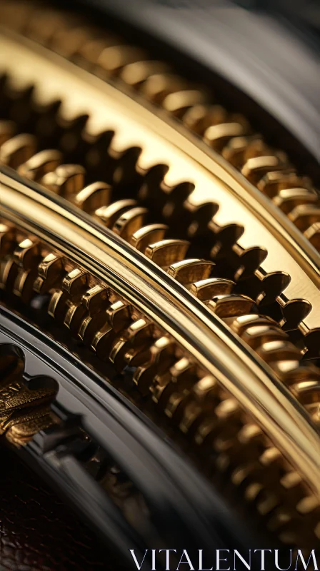 Gold Gears Close-up - A Study in Detail and Design AI Image