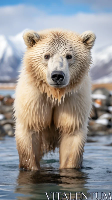AI ART Majestic Polar Bear in Crystal-clear Waters - Captivating Wildlife Photography