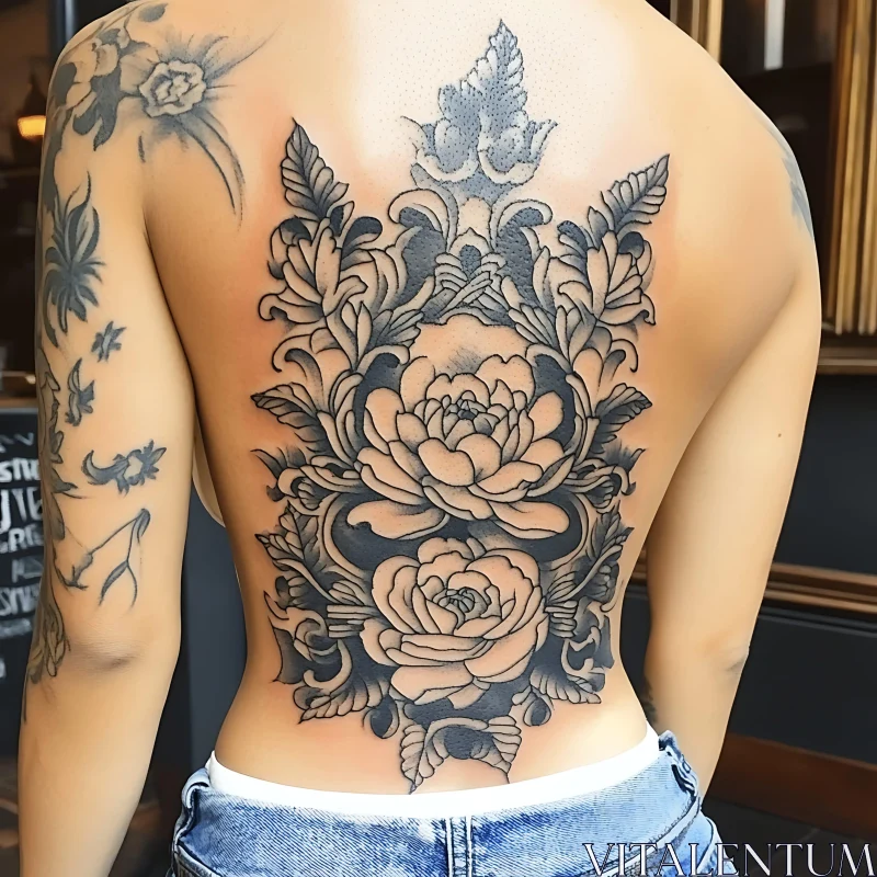 Floral Back Tattoo Art AI Image