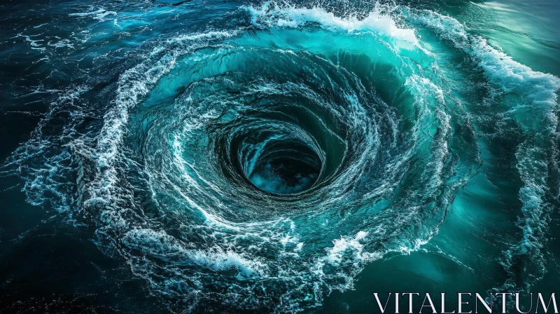 AI ART Whirlpool Vortex in Turquoise Waters