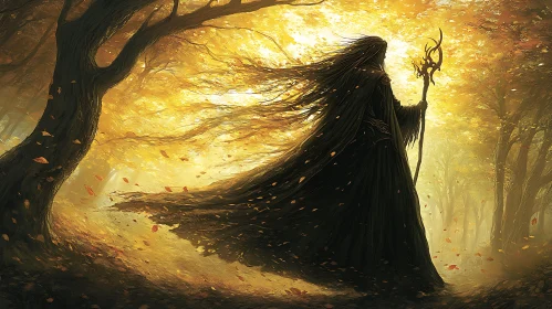 Cloaked Wanderer in the Woods