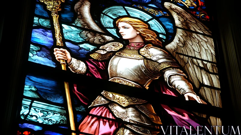 Stained Glass Angel with Staff AI Image