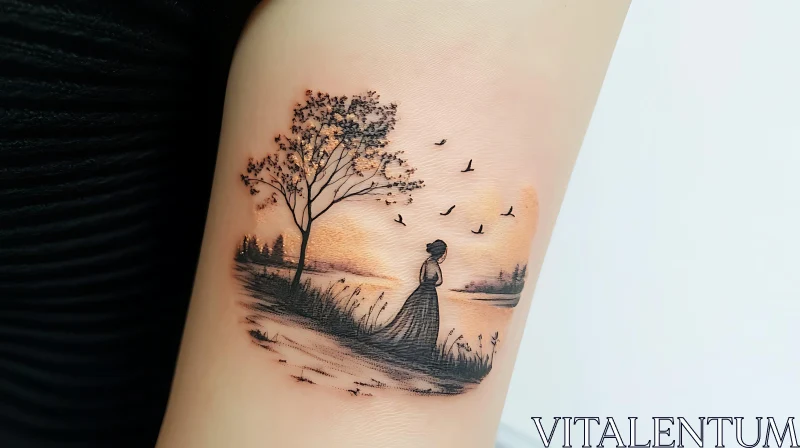 Serene Landscape Tattoo Design AI Image