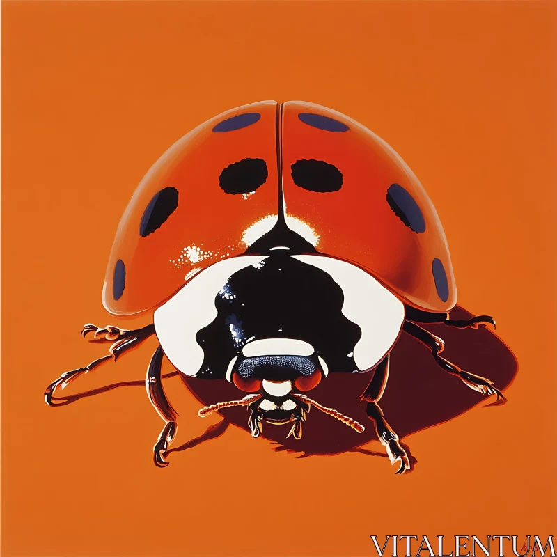 Ladybug Portrait on Orange Canvas AI Image