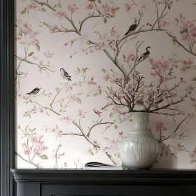 Tranquil Cherry Blossom and Bird Arrangement