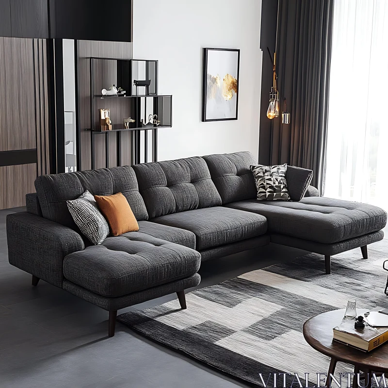 Stylish Interior Design with Comfortable Seating AI Image