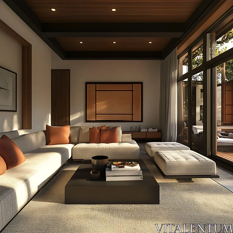 Elegant Home Interior with Neutral Palette AI Image