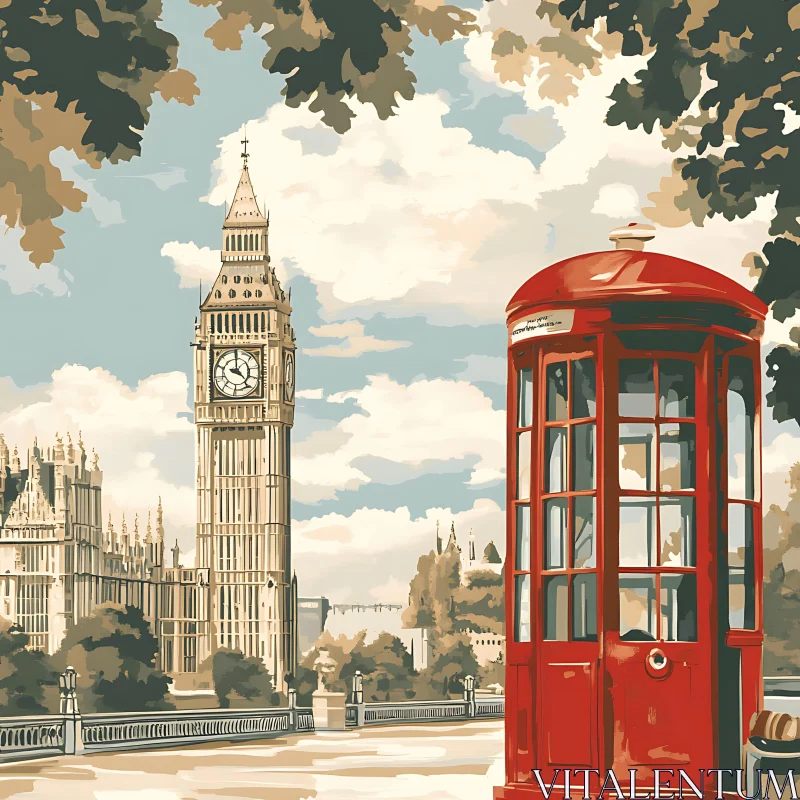 AI ART Iconic London Scene with Big Ben and Phone Booth